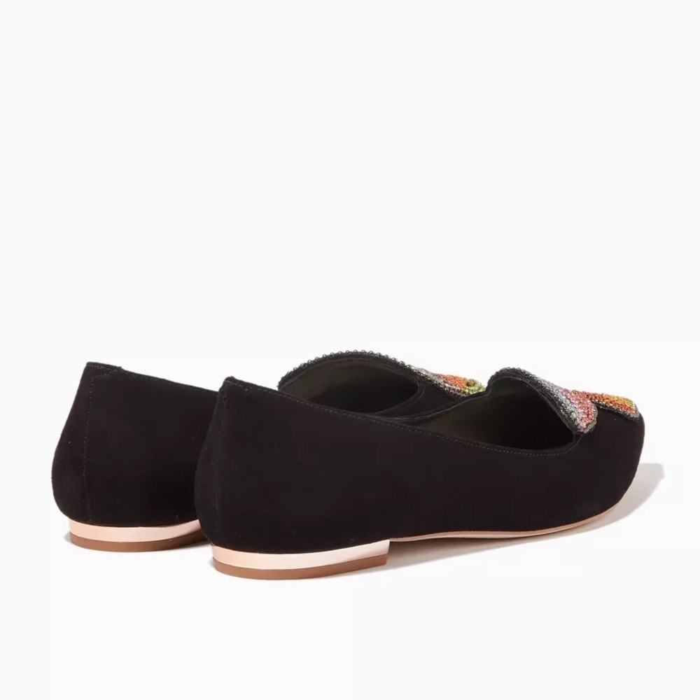 SOPHIA WEBSTER Black Flats Mulitcolor Crystal Butterfly - Picture 3 of 12